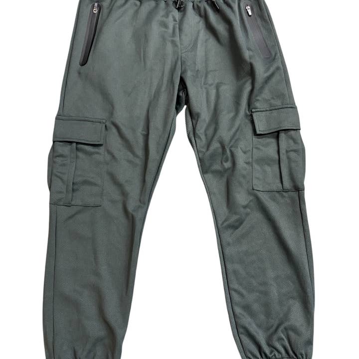 Textured Cargo Jogger Pant & Waterproof Zippers - Charcoal for wholesale by PX