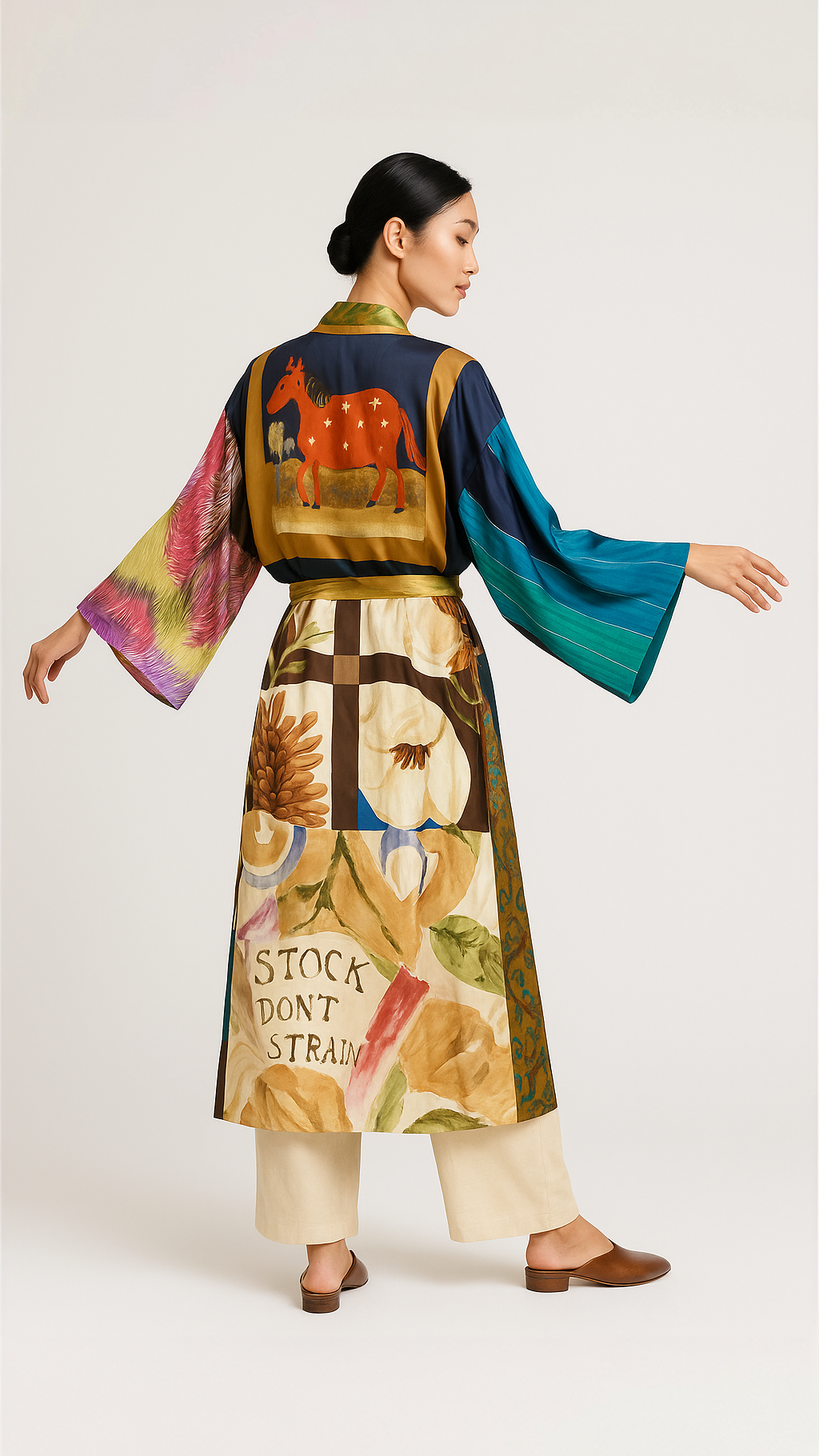 Beige & Co Thai Crafts - Wholesale Kimono - Dames - Kimono van patchwork hergebruikte zijden sjaals – uniek exemplaar4