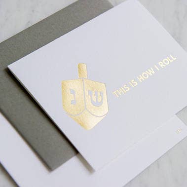1123 - Dreidel Roll Hanoukka Gold Foil pour la vente par Farmwood Press
