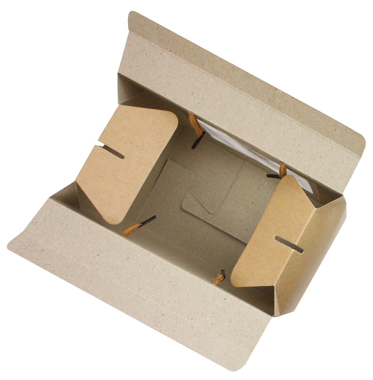 Emartbuy - Wholesale Gift Box - Pack of 12 Brown Kraft Bag Box w/ Clear Window & Rope Handle2