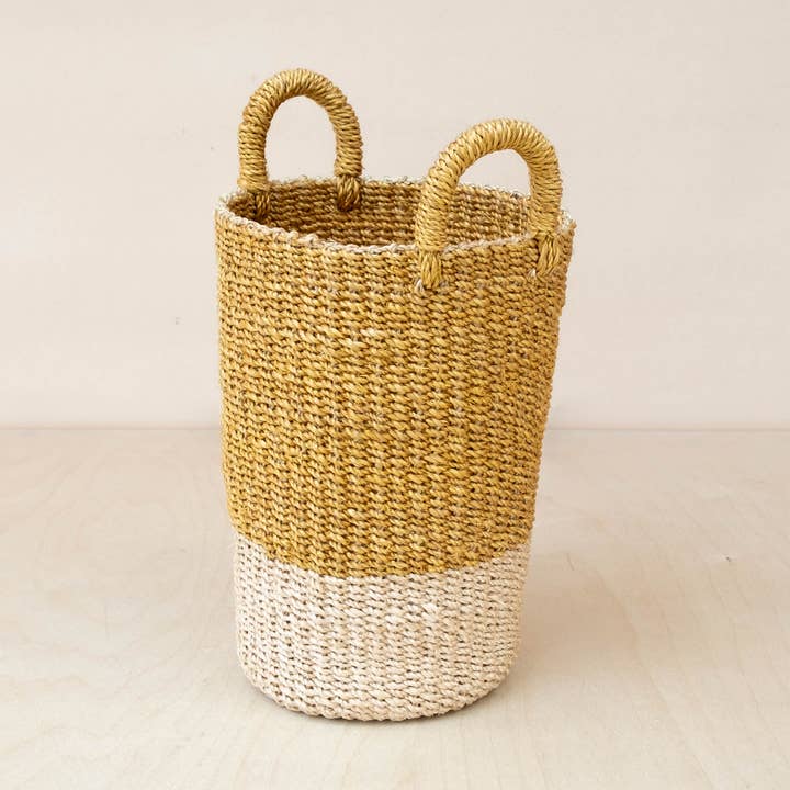 Mustard Tall Woven Basket Vase - Wicker Basket | LIKHÂ and other Purchase Wholesale mustard vase. Free Returns & Net 60 Terms on Faire trending on Faire.