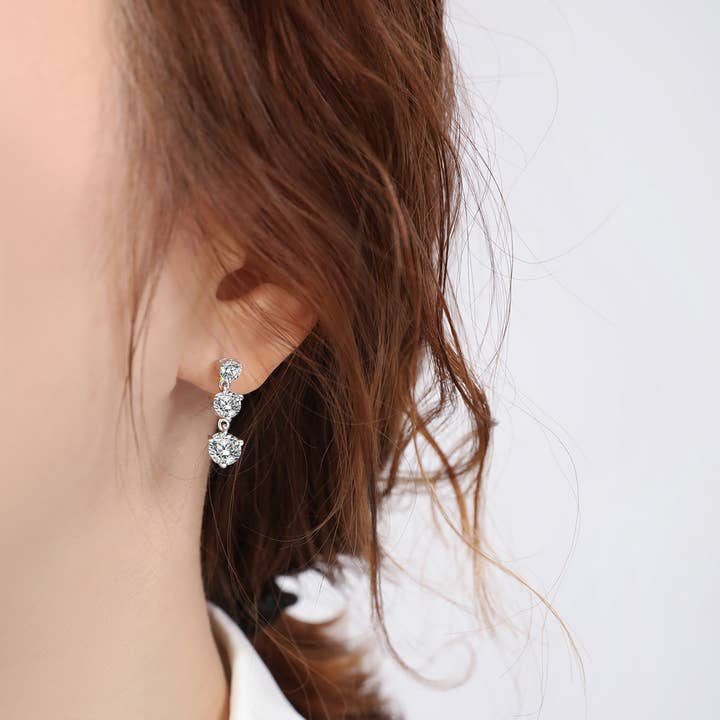 Sephla - Wholesale Dangle Earrings - 925 Silver CZ Diamond Dangle Stud Earring