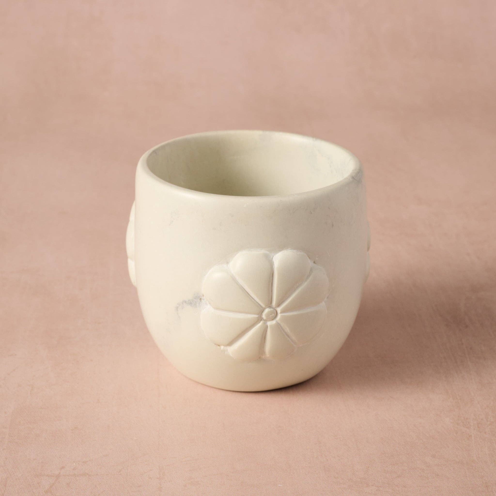 Ten Thousand Villages - Wholesale Plant Pot - Mea Floral Soapstone Planter