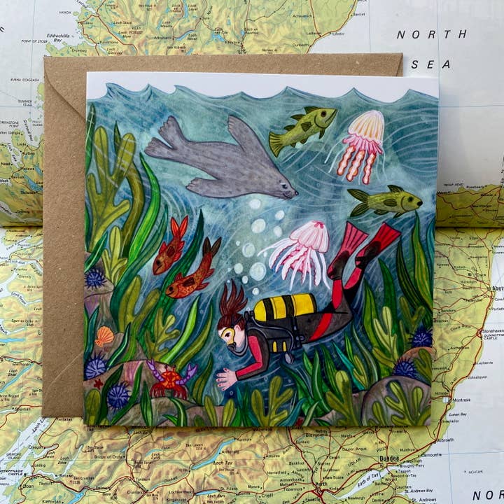 Scuba Adventure Greeting Card for wholesale by Samantha Dolan