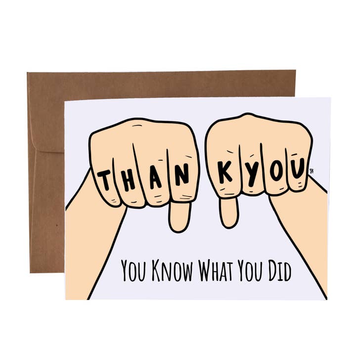 Bedankt dat je weet wat je deed Knuckles wenskaart voor wholesale door SKP ink