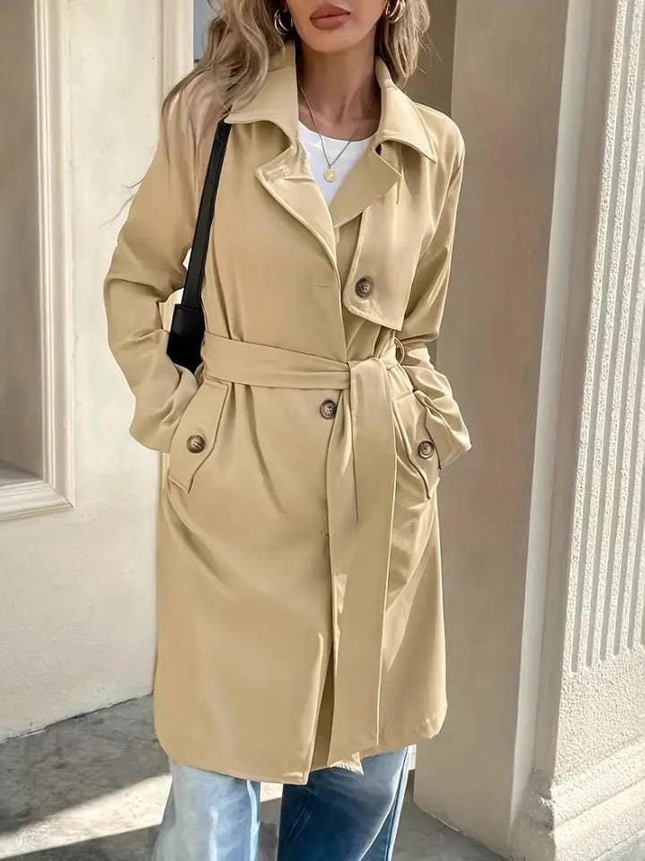 Khaki Effortless Essential lightweight trench coat for wholesale on Faire7