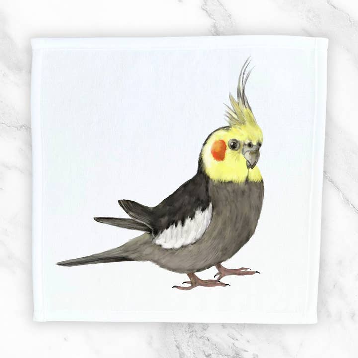 MerikaArt - Wholesale Wash Cloth - Yellow Cockatiel Washcloth0