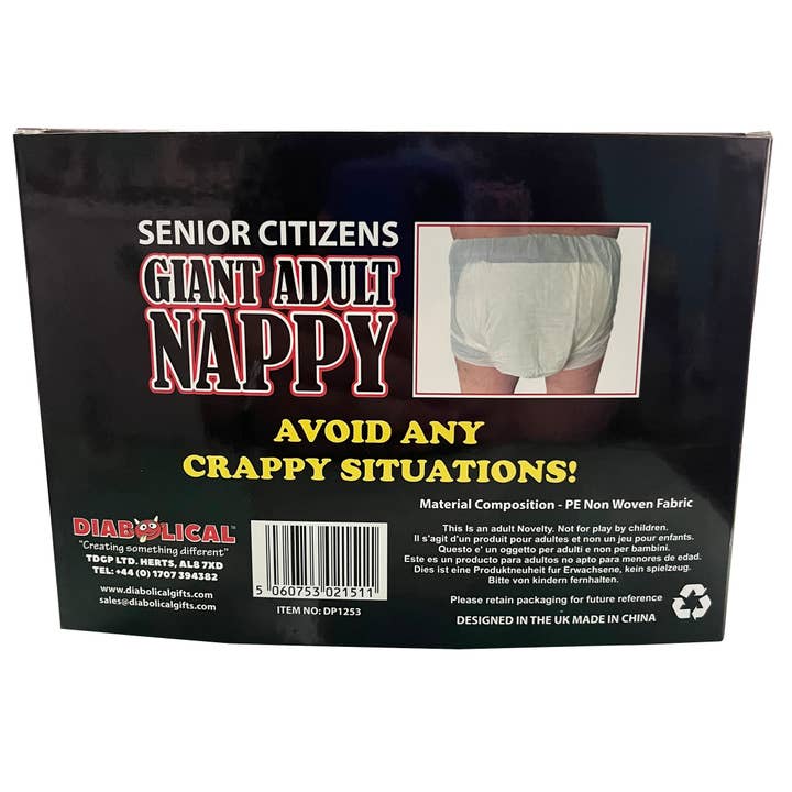 The Diabolical Gift People - Novelty Gifts, Mother's Day – wholesale Gag gift/novelty gift – Giant Adult Nappy - Novelty Gifts, Father's Day