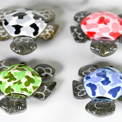 SS handcrafted Art - Wholesale Decorative Figurine - Marble Turtle 1.5" Assorted Camo Colors