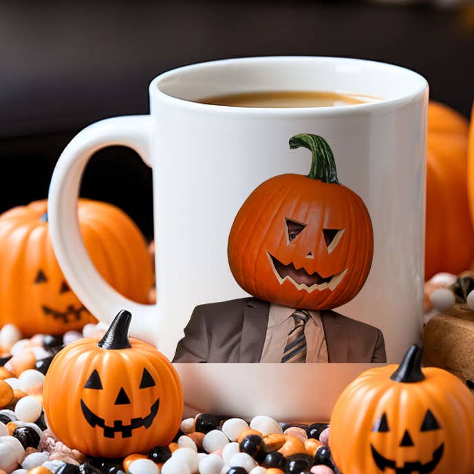 Dwight Pumpkin Head - Tazza da caffè per Halloween da ufficio KTJ07 per la vendita all'ingrosso da parte di House Of Rodan
