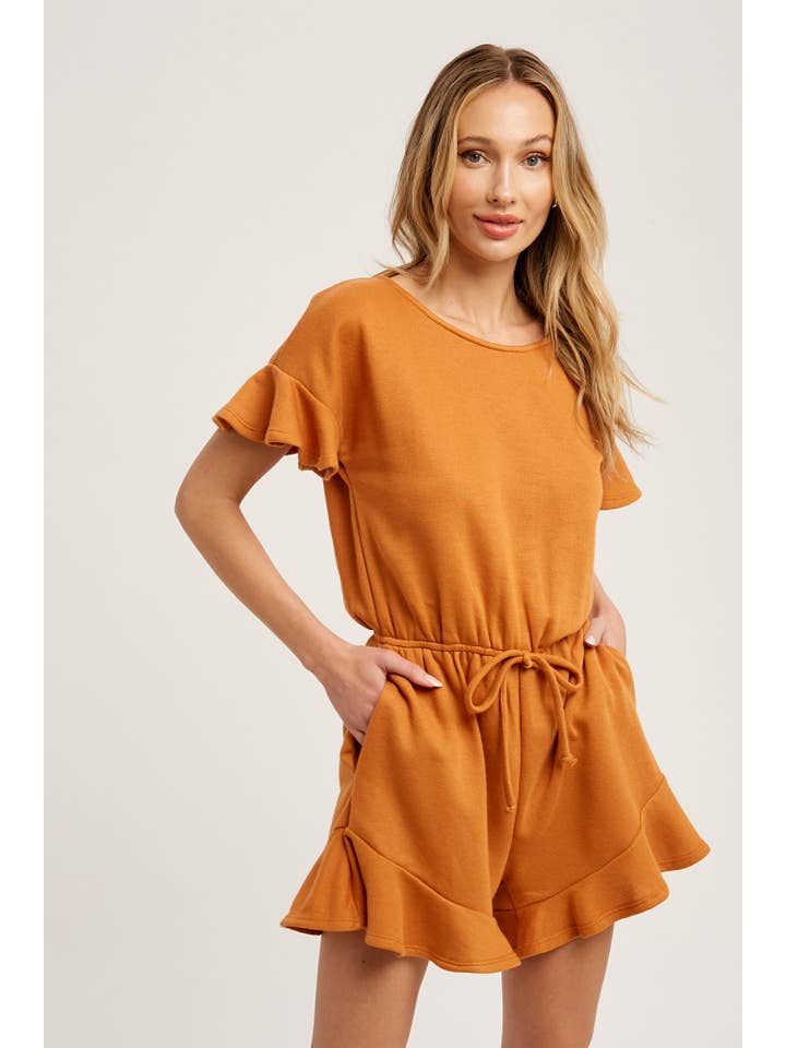 Bluivy - Wholesale Romper - Women's - Ruffle Hem Romper - Side Seam Pockets