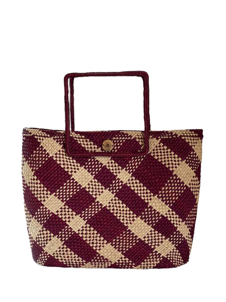 Square Handle basket bag, patterned for wholesale by Ochabe