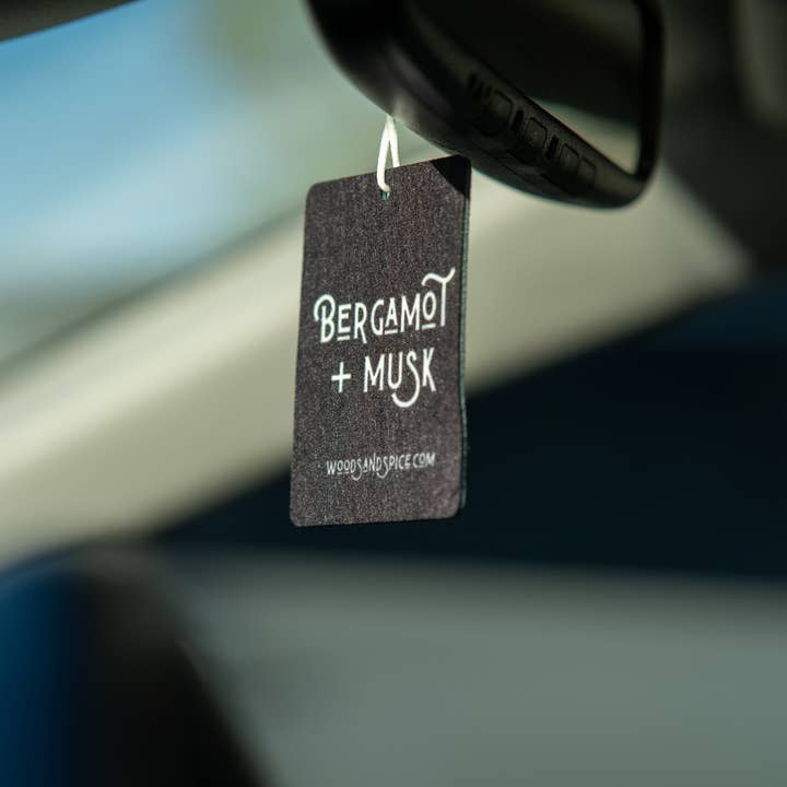 Bergamot + Musk Car Air Freshener for wholesale by Woods & Spice
