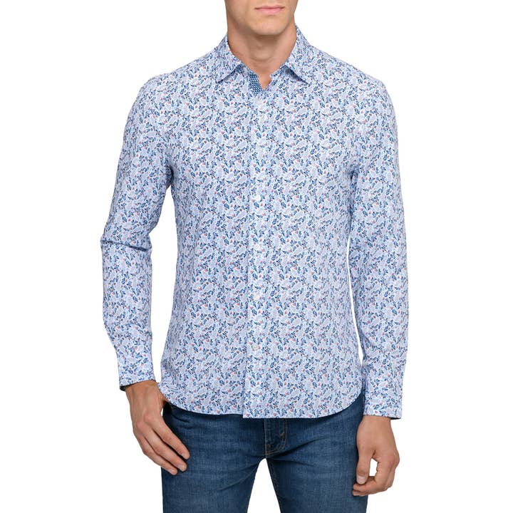 Fall Floral 4-Way Stretch Recycled Long Sleeve Shirt for wholesale by CON.STRUCT