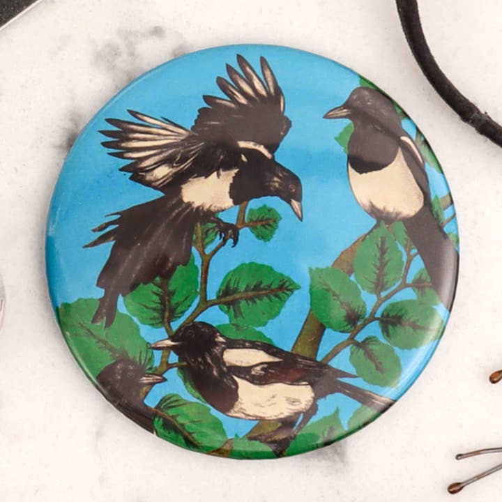 Magpies Pocket Mirror | Compact | Makeup Mirror for wholesale by Fawn & Thistle Ltd (US Duties Paid)