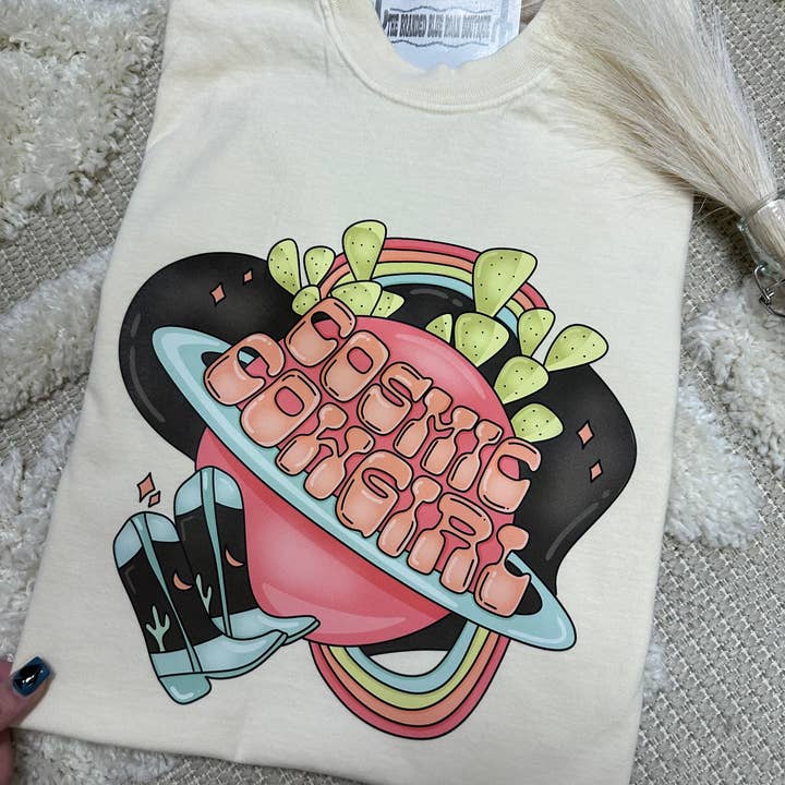 Grafica western Cosmic Cowgirl per la vendita all'ingrosso da parte di The Branded Blue Roan