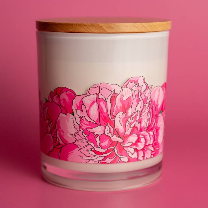 Candela di soia rosa peonia fiori primaverili per la vendita all'ingrosso da parte di Unplug Soy Candles