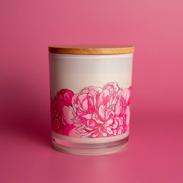 Pink Peony Spring Flowers Soy Candle for wholesale by Unplug Soy Candles