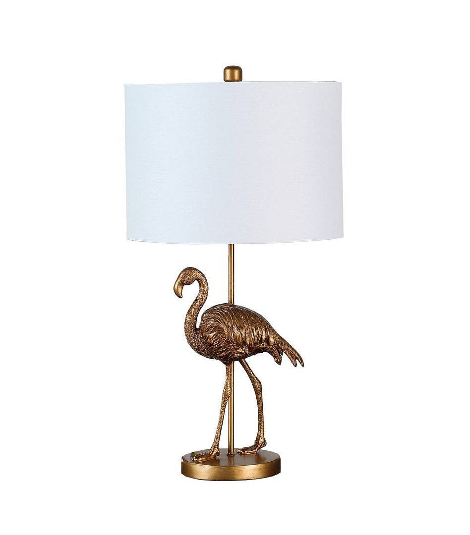 39F Inc. - Wholesale Accent/Desk Lamp - 26in Matte Gold Flamingo Resin Table Lamp with White Shade1