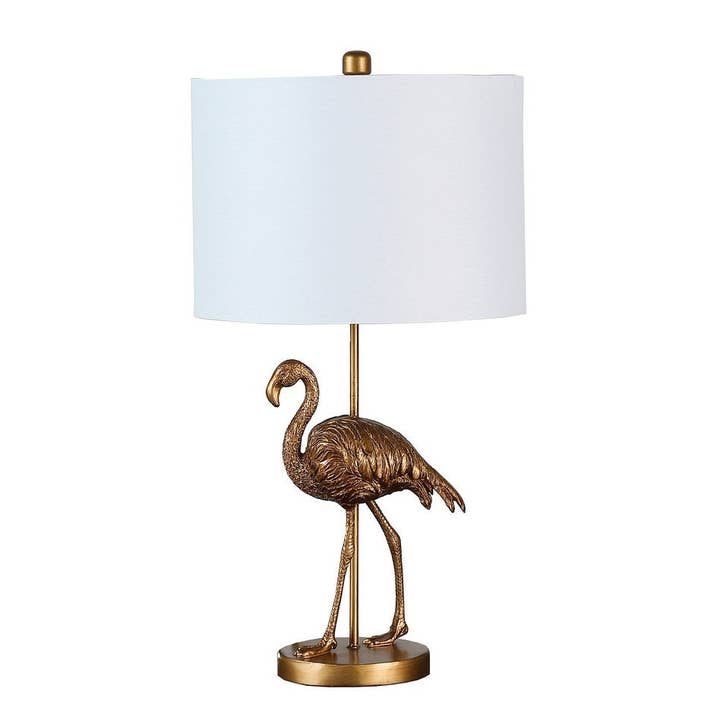 39F Inc. - Wholesale Accent/Desk Lamp - 26in Matte Gold Flamingo Resin Table Lamp with White Shade1