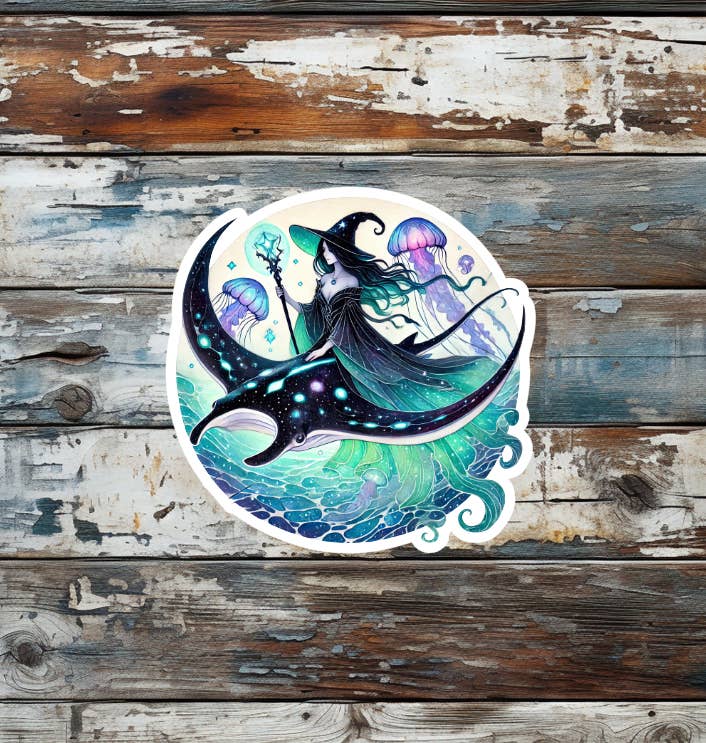 Prairie Chicken Sticker Shop & Gifts - Wholesale Sticker - Sea Witch & Jellyfish Die Cut Vinyl Sticker