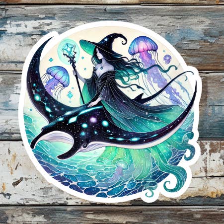 Prairie Chicken Sticker Shop & Gifts - Wholesale Sticker - Sea Witch & Jellyfish Die Cut Vinyl Sticker0