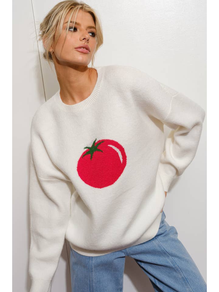 IVORY TOMATO SWEATER for wholesale on Faire