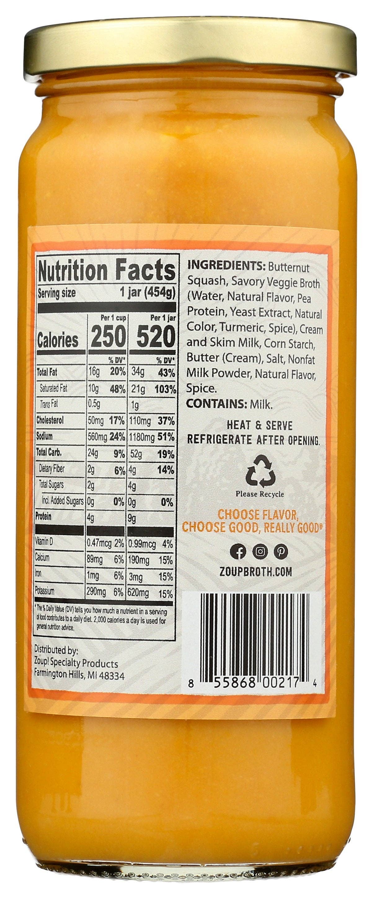 Everyday Supply Co - Wholesale Soup - ZOUP GOOD REALLY SOUP BUTTERNUT SQUASH - Case of 61