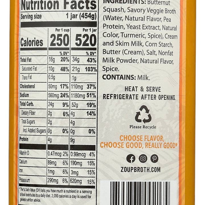 Everyday Supply Co - Wholesale Soup - ZOUP GOOD REALLY SOUP BUTTERNUT SQUASH - Case of 61