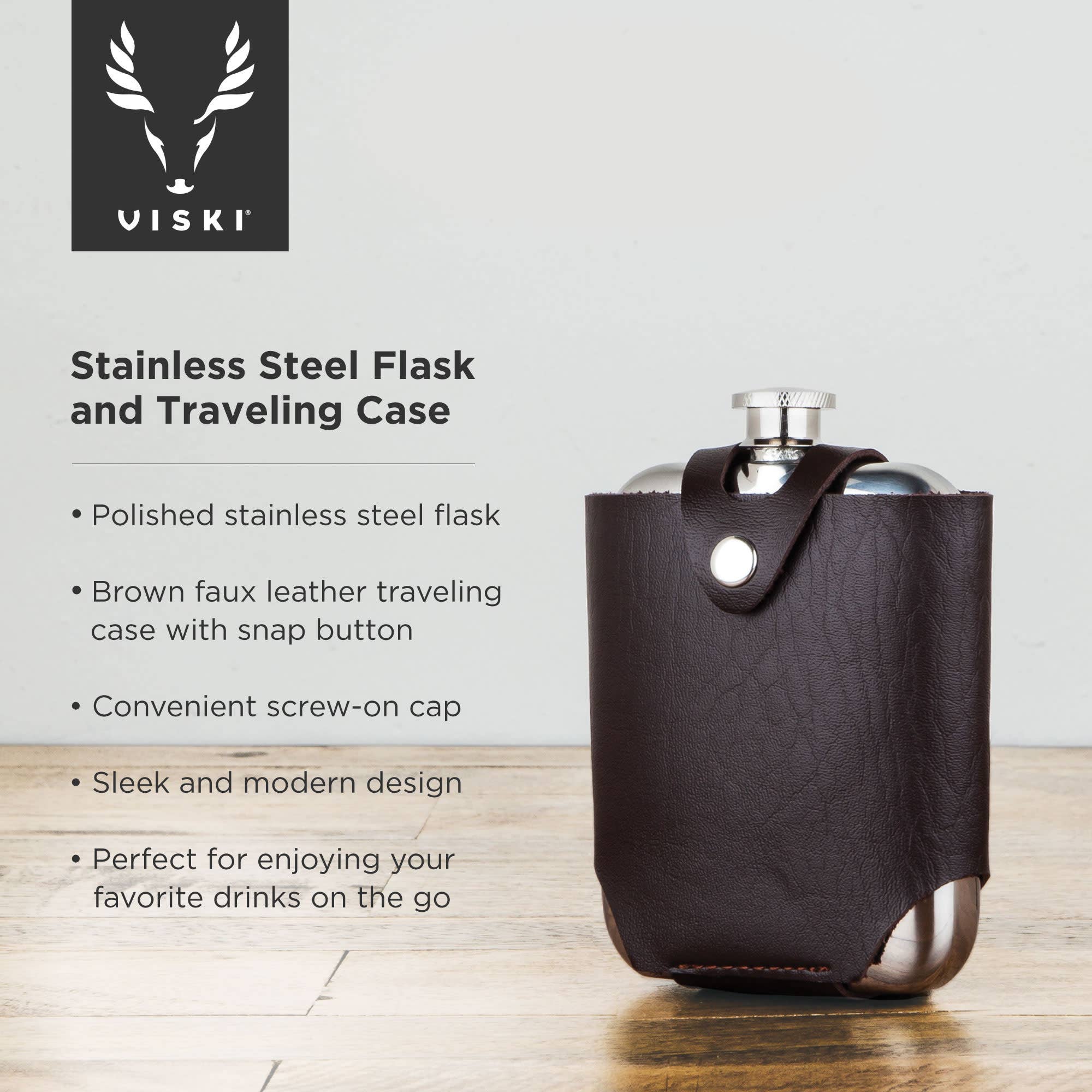 Viski - Wholesale Flask - Stainless Steel Flask with Traveling Case5