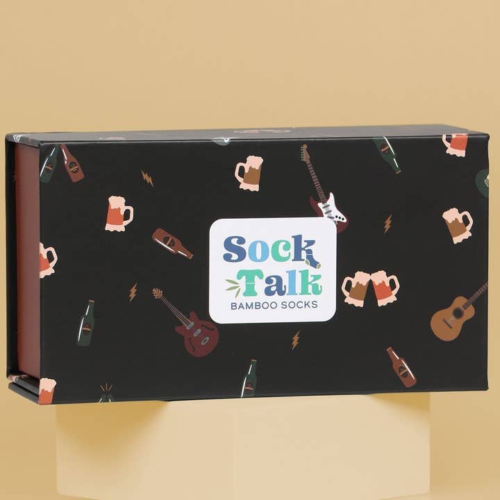 Mens Rock Band Sock Box (Box Only) for wholesale by Sock Talk