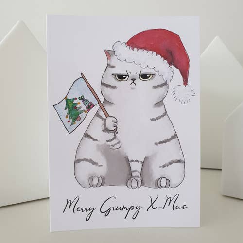 JOYIN – wholesale Christmas card – A6 Fun Cat Merry Grumpy Xmas Card