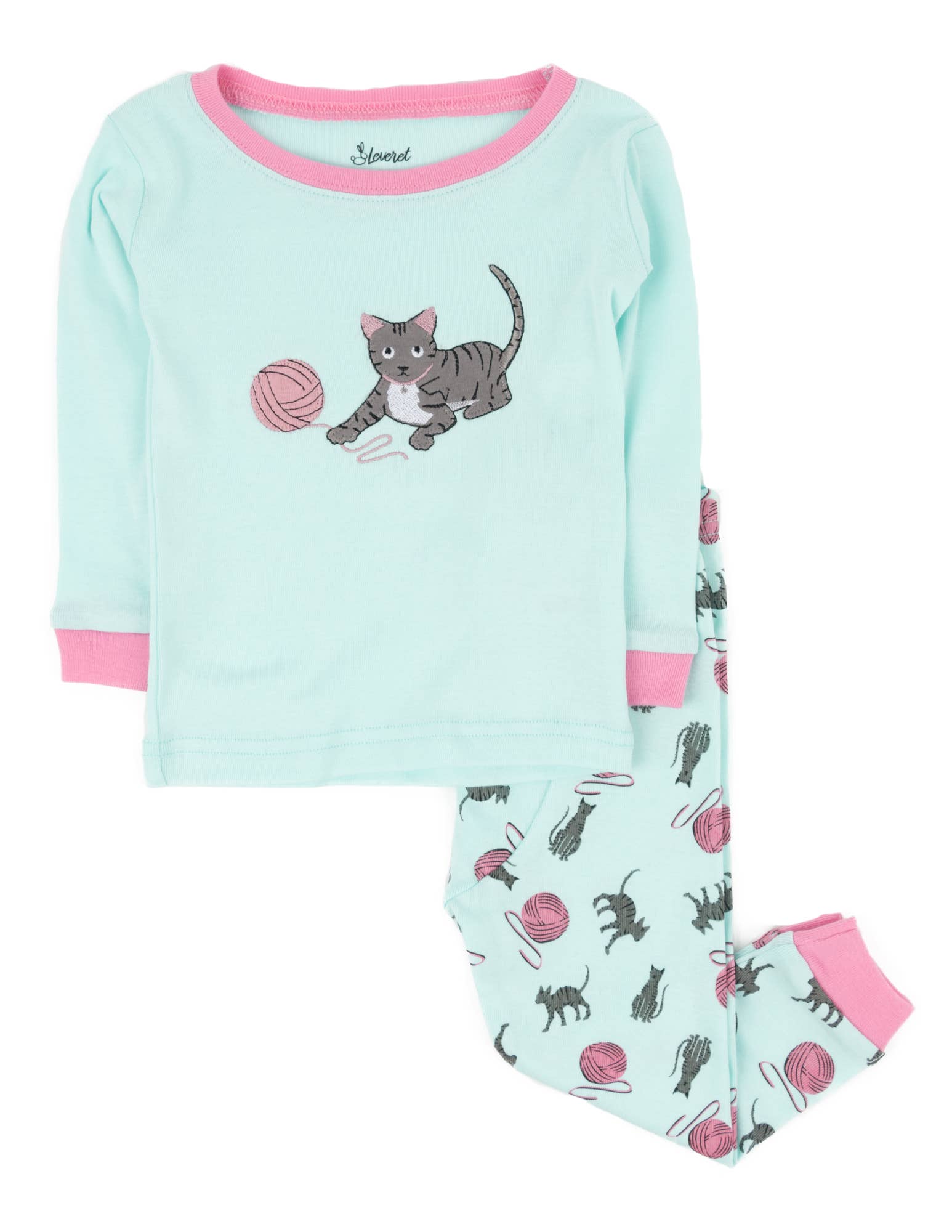 Leveret Pajamas - Wholesale Sleepwear Set - Kids - Kids Two Piece Cotton Pajamas Print Animals1