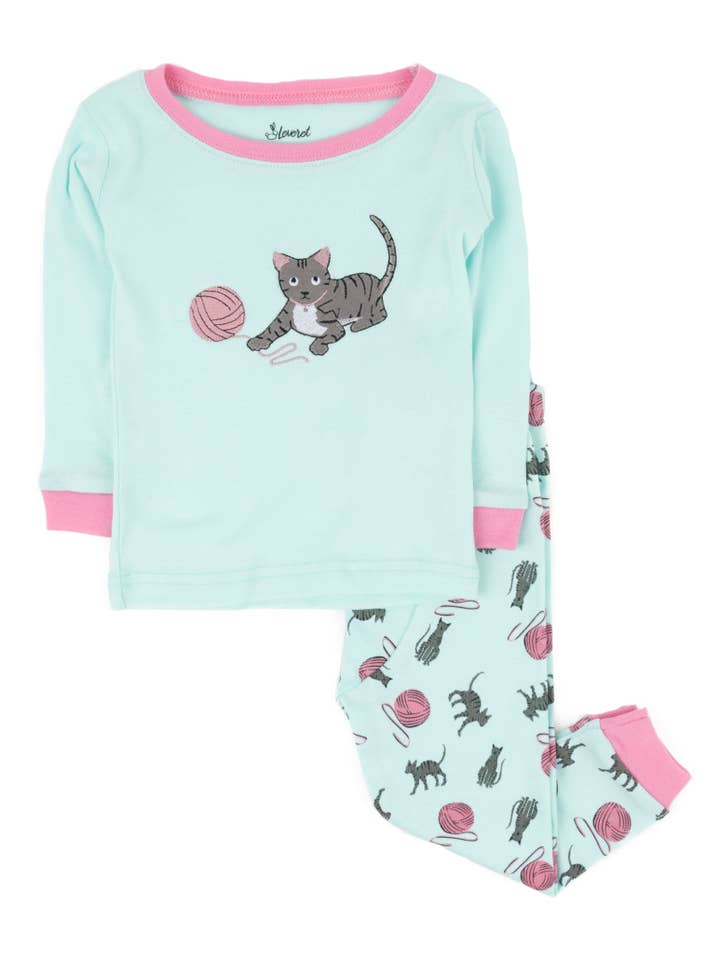 Leveret Pajamas - Wholesale Sleepwear Set - Kids - Kids Two Piece Cotton Pajamas Print Animals1