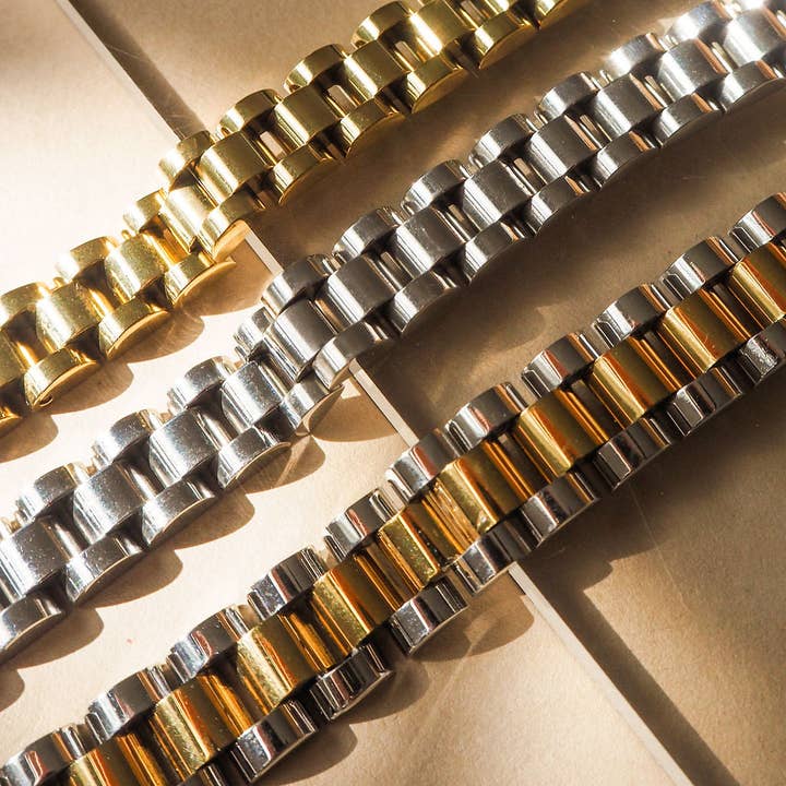 Luv AJ - Wholesale Link & Chain Bracelet - Two-toned Timepiece Bracelet9