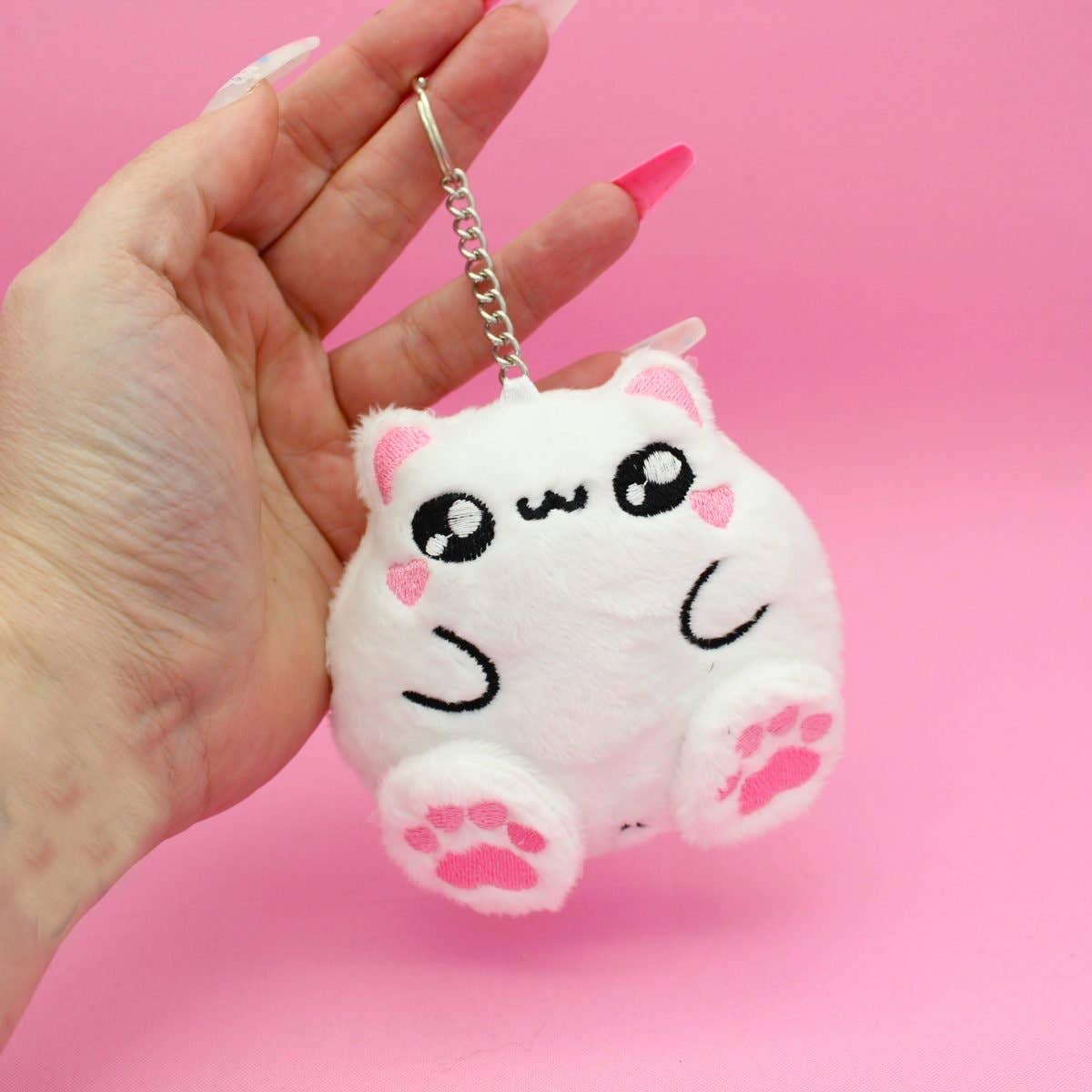 Kawaii Hair Candy – Engroshandel Nøglering - Dame – Kawaii fed kat nøglering – chibi plyskat taskevedhæng15