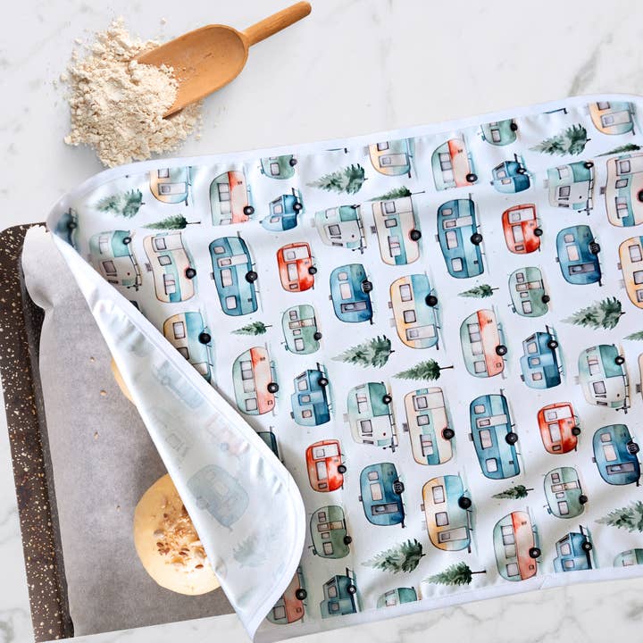 Cozy Campers Reusable Cookie Sheet Pan Proofing Cover for wholesale by Summit Sourdough