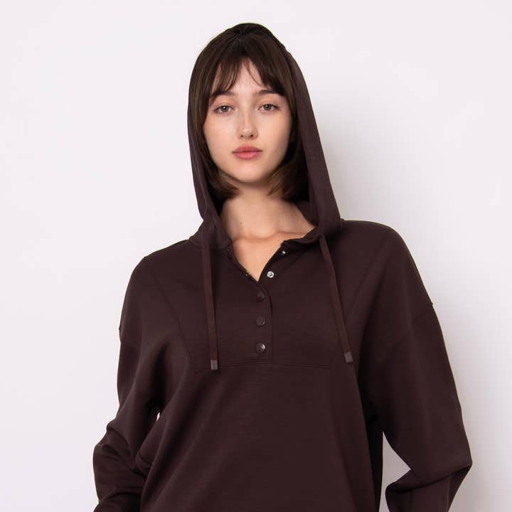 RD Style - Wholesale Hoodie - Women's - SALLIE SOFT KNIT LS SNAP FRONT HOODIE-77T247S0