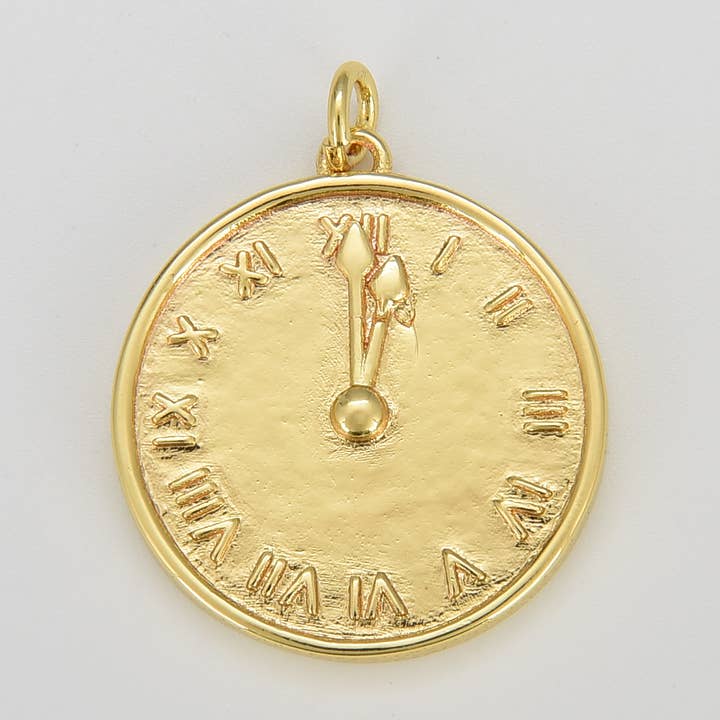 Mini Clock Watch Medallion Gold Filled Charm Pendant CP1625 for wholesale by Beads Creation