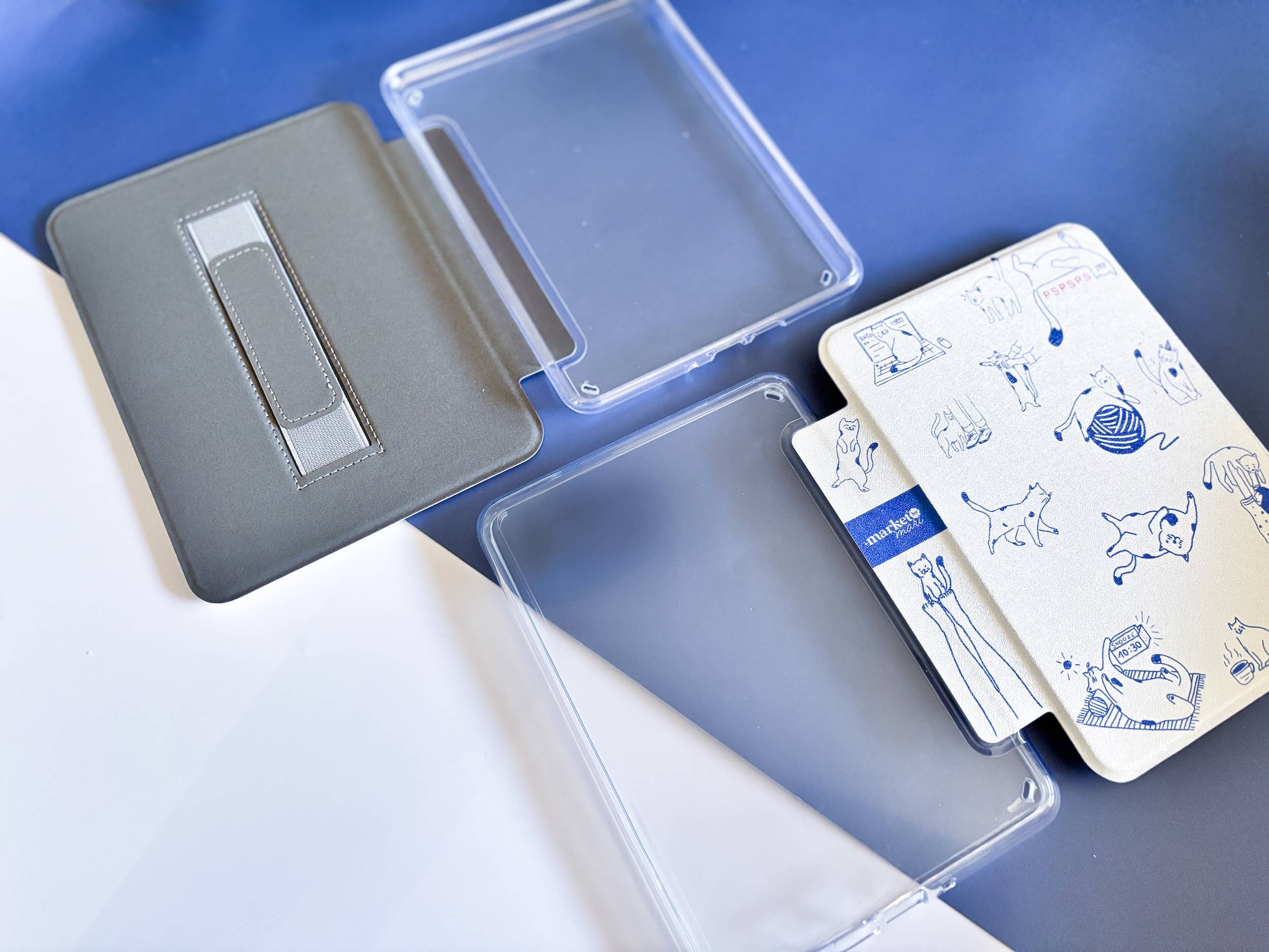 Market by Mari - Vente Couvertures de livre - Étui Kindle Transparent avec Chat Mignon + Dragonne1