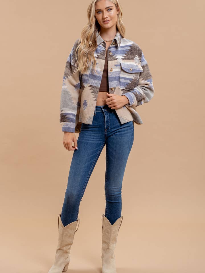 Blu Pepper - Wholesale Jacket - Women's - TRIBAL PRINT BUTTON DOWN SHACKET3