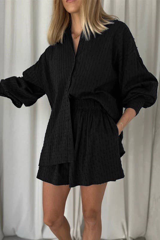 Miss Sparkling – wholesale Set med topp och shorts – Dam – Set med två delar: shorts och långärmad blus med knappar5