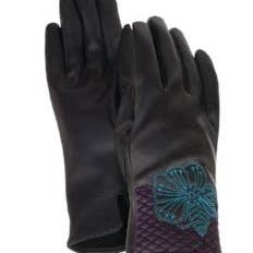 Blossom Cuff Gloves - Blue/Black for wholesale by Laurel Burch Studios
