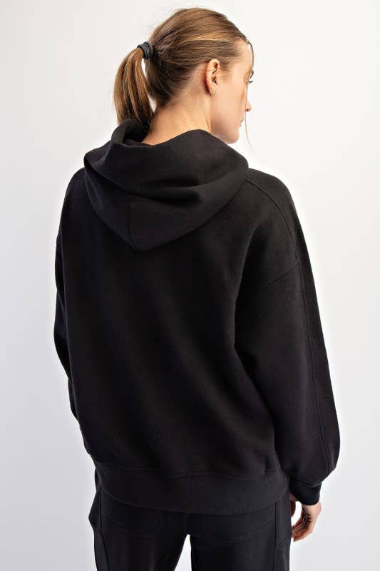 Sunday Morning - Wholesale Jacket - Women's - J383137-Oversized Fleeced Terry Hoodie2