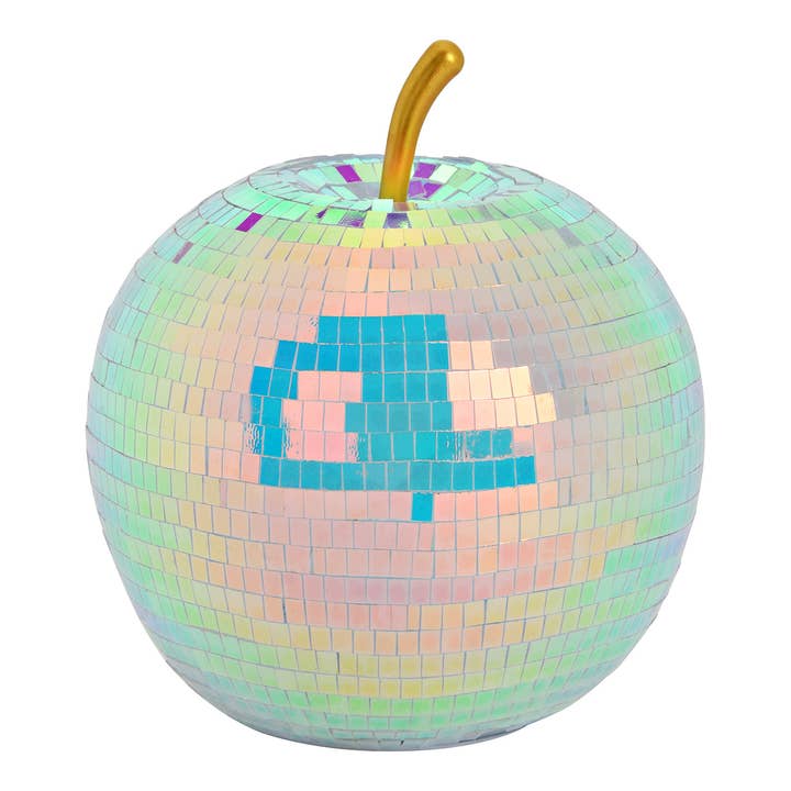 Pomme disco 20 LED et minuterie 6/18 (excl. 3x AA) en verre, bleu/violet (L/H/P) 16x17x16cm pour la vente par Wurm