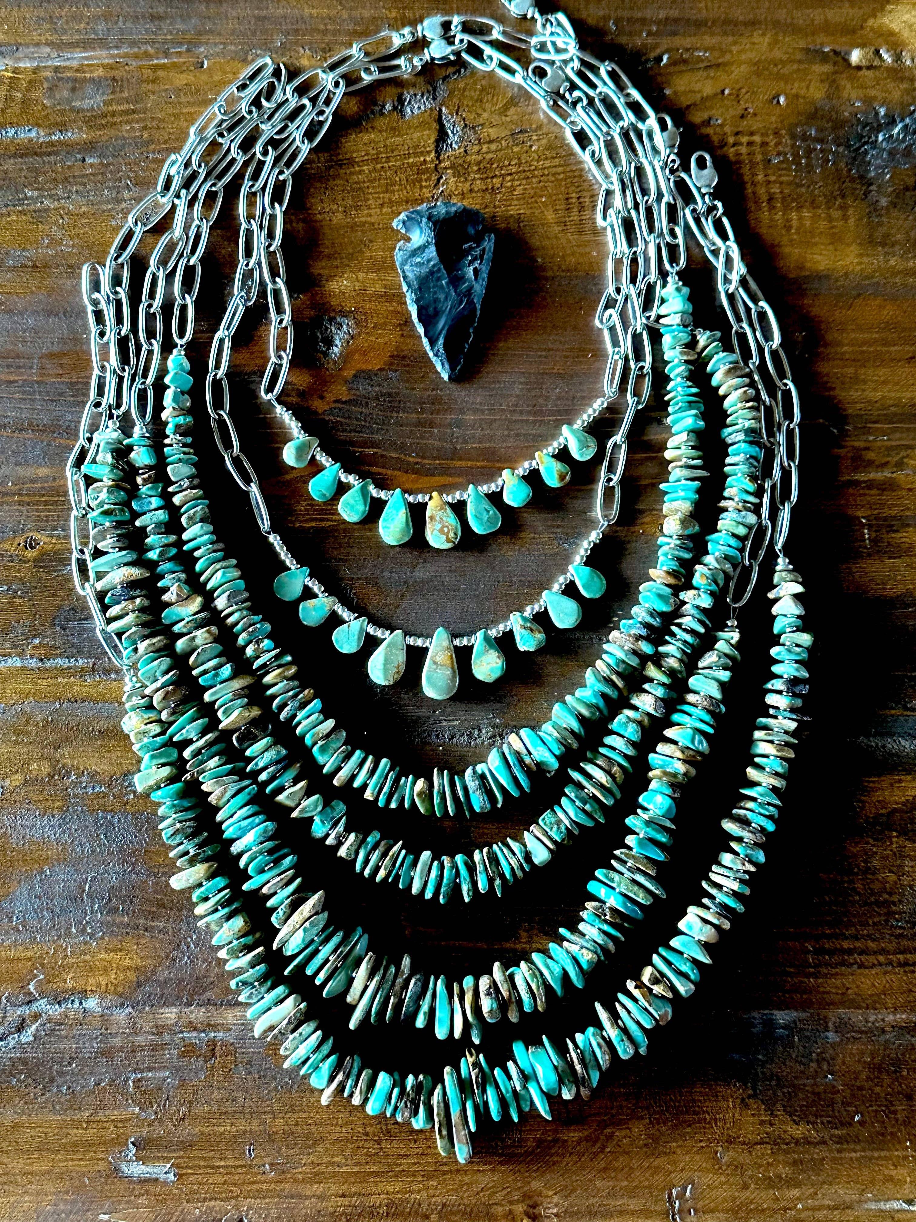 Fleurdesignz Western Jewelry - Wholesale Pendant/Charm Necklace - Natural Turquoise Chip Necklace, Layering Necklace, Stacked Necklace3