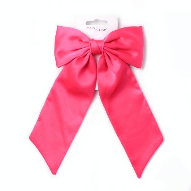 Inca UK – wholesale Hair bow – Women’s – Fuchsia Pink bow barrette clip with tails 10cm1