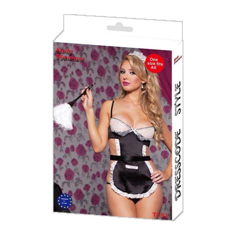 Kinky Pleasure - Wholesale Costume - Women's - Body Pleasure - TL91 - Role Play Maid Set - One Size Fits Most - Gift Box - White0