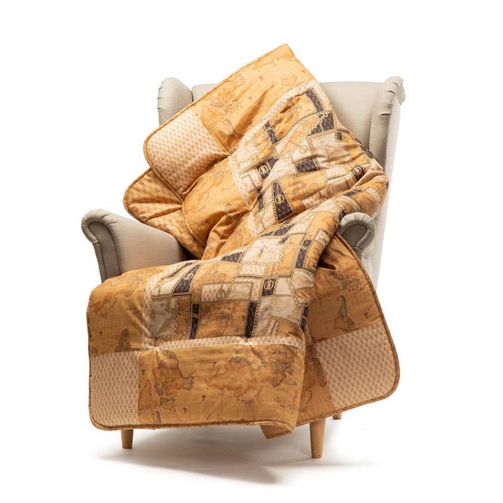 Katoensatijnen plaid voor warm bed van Geo Chain Alviero Martini voor wholesale door caleffi spa