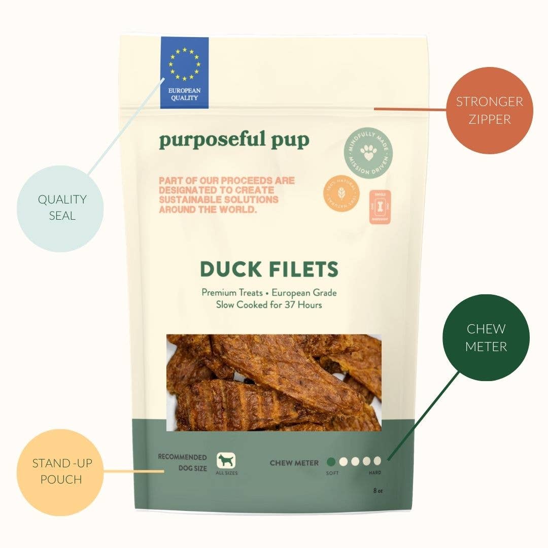 Purposeful Pup® - Wholesale Pet Treats - Dog - Duck Filet/Jerky 8oz4